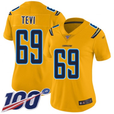 Los Angeles Chargers NFL Football Sam Tevi Gold Jersey Women Limited 69 100th Season Inverted Legend